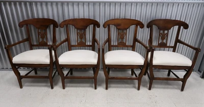 Baker Furniture Milling Road Napoleon Distressed Arm Chairs - Set of 4 - Image 1 of 4