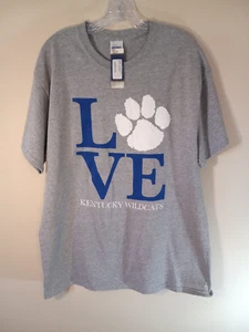 Kentucky Wildcats Love UK Tee Shirt Size Large Graphic Paw Gray Blue NEW - Picture 1 of 12