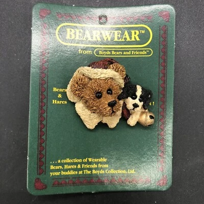 Broche prendedor de Navidad de colección Boyds Bears Bearwear Northrup & The Pup perro cachorro nuevo Foto 1 de 4