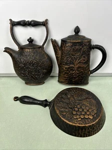 Vintage Homco Copper Look Kitchen Wall Decor Vintage 1972 Cooking Pots Pan - Picture 1 of 13