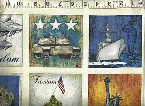 Quilting Treasures ~ America Patriotic Squares ~ 100% Cotton Quilting Fabric - Picture 1 of 4