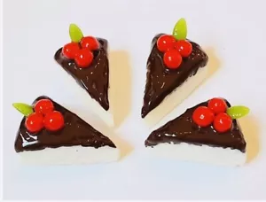 Barbi Dollhouse Miniature Food Mini Chocolate Cheesecake Cherry Pie Slices 👻🧲4 - Picture 1 of 24
