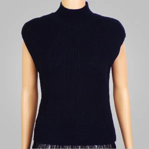 EXPRESS size S black knit short-sleeve turtle-neck pullover top cotton blend - Picture 1 of 16