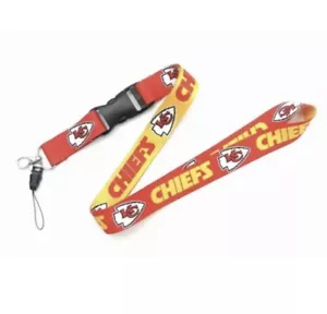 Kansas City Chiefs NFL Football LANYARD DETACHABLE BUCKLE KEY CHAIN NEW LOOKING - Picture 1 of 2