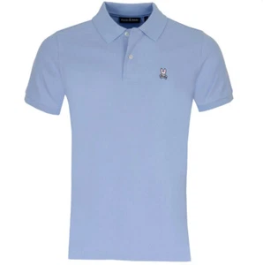 Psycho Bunny Mens Polo Shirt Classic Logo Branded Cotton Polo in Serenity Blue - Picture 1 of 10