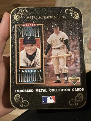 Juego de 5 tarjetas de coleccionista Mickey Mantle lata de metal en relieve 1996 colección de regalo Avon Foto 1 de 3