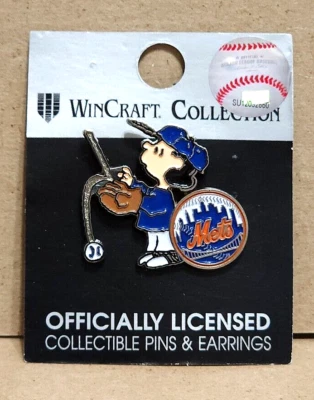 New York Mets Charles Schulz Peanuts Lucy van Pelt Drop the Baseball Pin MLB NY - Image 1 of 2