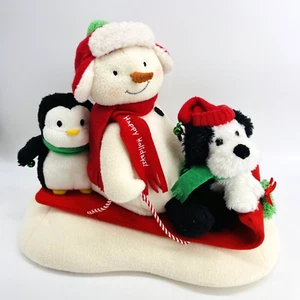 Hallmark Jingle 2007 Pals Trineigh Ride Cantando Snowman Pingüino y Perro Peluche - Imagen 1 de 11