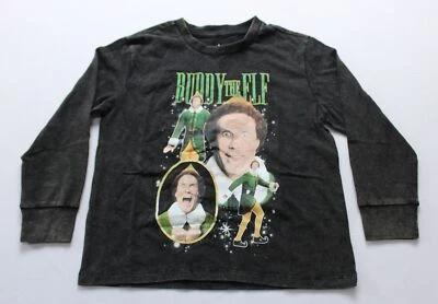  Elf Boy's L/S Buddy The Elf Christmas Graphic T-Shirt CL8 Black Wash Size XS - Image 1 of 4