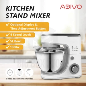 ADIVO 1300W Electric Stand Mixer 6 Speed 5L Kitchen Mixing Machine Whisk Cake - Picture 1 of 11