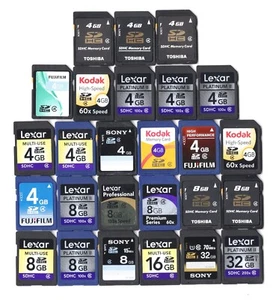 Lot 26x Lexar Kodak Sony Toshiba & More 4GB 8GB 16GB 32GB SDHC Memory Cards - Picture 1 of 1