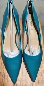 Zapatos de salón C.Paravano para mujer punta tacón de aguja verde azulado US6.5 EU37 NUEVOS - Imagen 1 de 7