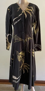 Studibaker Hawk Vintage Dress Size M Gold Hawk Hand Screen Print - Picture 1 of 8