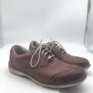 Womens Footjoy Lowpro maroon red leather golf shoes sz 8 - Picture 1 of 12