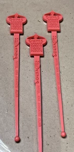 3 VINTAGE PINK DUNES HOTEL COUNTY CLUB CASINO SWIZZLE STIR / STICK LAS VEGAS - Picture 1 of 3
