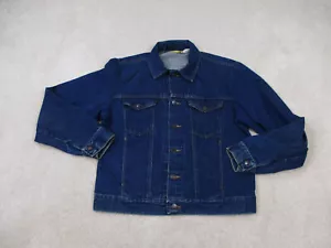 VINTAGE Rustler Jacket Mens Medium Blue Trucker Denim Jean 13 oz USA Adult 80s - Picture 1 of 12