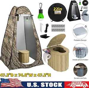 Portable Camping Folding Toilet with Pop-Up Privacy Tent 400 Lb Camping Bathroom - Picture 1 of 20