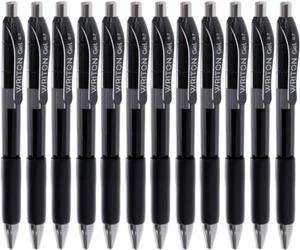 Retractable & Refillable Gel Pens, Comfort Grip, 0.7Mm Fine Point, Black Ink, 12 - Picture 1 of 11
