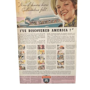 Vintage 1936 Greyhound I’ve Discovered America Ad Advertisement - Picture 1 of 4