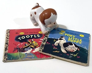 Applause The Poky Little Puppy Figure + 2 A Little Golden Books Tootle Train - Picture 1 of 13