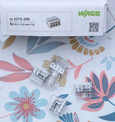10x Wago 2273-208 Borne de raccordement 0.5-2.5 mm² 8 pôles gris clair - Photo 1/4