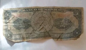 Mexican Banknote El Banco De Mexico 1950 Un Peso-VG Serial #T150505 Series CN - Picture 1 of 4