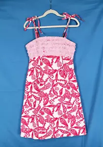 VTG LILLY PULITZER Pink/White ALEXA LOVE SHELLS Tie/Smock SUNDRESS Sz 10 - Picture 1 of 5