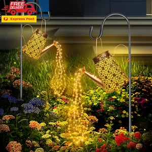Solar Outdoor Lights Garden (2 Pack) IP65 Waterproof Watering Can Lights with Ca - Picture 1 of 7