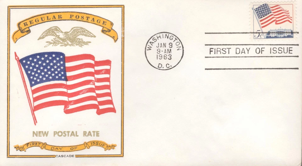 1963 FDC - Scott# 1208 - 5-cent Flag - Cascade Cachet Flap/OK - Image 1 of 1
