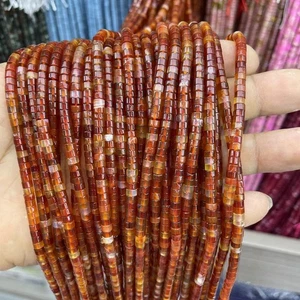 Cuentas espaciadoras de disco Heishi de ágata roja natural de alta calidad de 2x4 mm para hacer joyas - Imagen 1 de 7