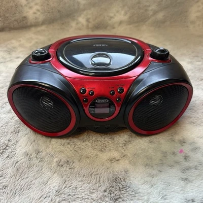 Reproductor de CD estéreo portátil Jensen CD-490 radio AM/FM línea auxiliar rojo negro Foto 1 de 4