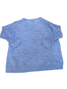 Super Soft by Torrid Size 3 Plush Pullover Sweater Marled Purple Lace Sleeves - Picture 1 of 11