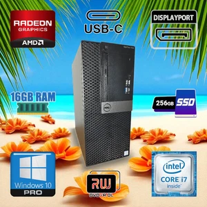 Dell OptiPlex 7050 MT Windows 10 Pro i7 CPU AMD GPU 256 GB NVMe SSD 16 GB RAM - Picture 1 of 3