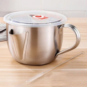 Ciotola grasso acciaio inox colino olio cucina separatore grasso brocca filtro salsa - Foto 1 di 12