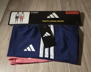 Adidas Girls Sz M (10/12) 2 Pack Shorts Pink & Blue - Picture 1 of 3
