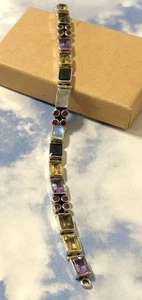 Nicky Butler NB Sterling Silver AMETHYST CITRINE BLUE MOONSTONE Tennis Bracelet - Picture 1 of 2