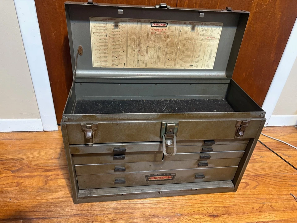 VTG CRAFTSMAN MACHINIST TOOL CHEST BOX 8 DRAWER - Vintage RARE - w/ felt - Image 1 of 2