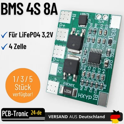 MARKENLOS BMS 4S 8A Schutzmodul für LiFePO4 3,2V Lithium-Eisen-Phosphat Batterie PCB DE