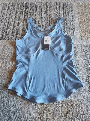 NWT Stella McCartney Tank Top Womens L Blue Stu Perf Lace Floral Shirt Adidas  - Image 1 of 4
