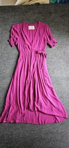 Anthropologie Maeve Breanna fuchsia rosa Faux Wickel Midi Maxikleid Größe 4 - Bild 1 von 16