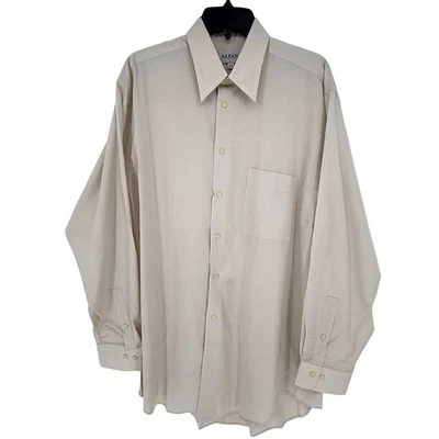 Camisa de vestir Oxford para hombre Alfani manga larga beige tostado con botones Foto 1 de 4