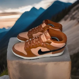 Nike Dunk Mid Amber Brown Size 9.5 Sneaker Shoes Uk 8.5 Casual Gym Shoe BMX - Picture 1 of 24