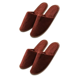 2 Pairs Thickened Cotton Slippers Indoor Men and Women Lovers Guest Supplies - Picture 1 of 12