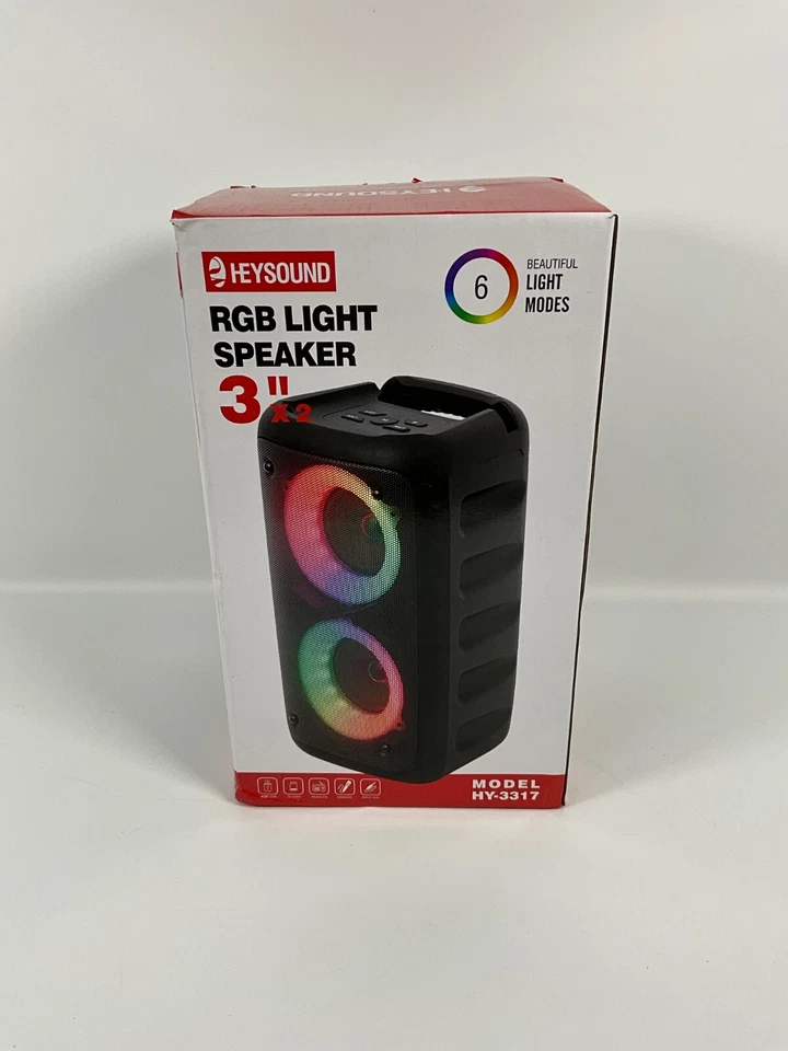 RGB Light Speaker 3”x 2 with 6 Beautiful Light Modes King Lucky HY-3317 NIB