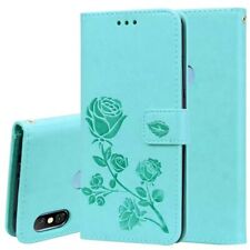 Lady'S Rose Embossed Flip Leather Wallet Cell Phones Case 