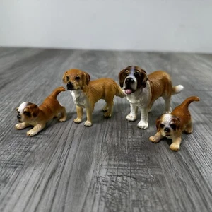 Schleich Dogs St Bernard, 2-Puppies, Golden Retriever  Lot Of 4. 1994 Retired  - Picture 1 of 14