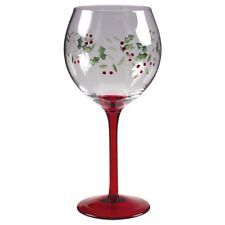 Winterberry Goblet (s) 16 oz. Wine Stemmed Pfaltzgraff Glass Green Red !