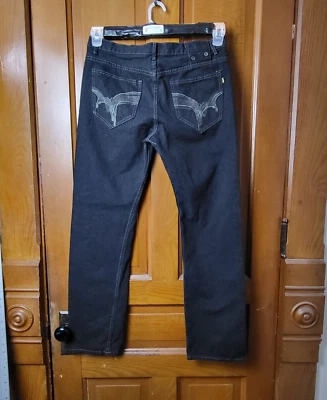 Chams Slim Fit Jeans Men's Size 36 X 33 Black Embroidered Pockets - Image 1 of 4