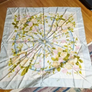 HERMES Paris ROMANTIQUE Carre 90 silk Scarf Blue Floral Flower From Japan Rare - Picture 1 of 16