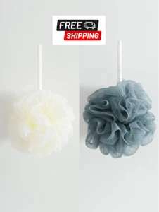 2pcs/set PE Foaming Bath Ball, Modern Blue Shower Loofah For Bathroom - NEW - Picture 1 of 3